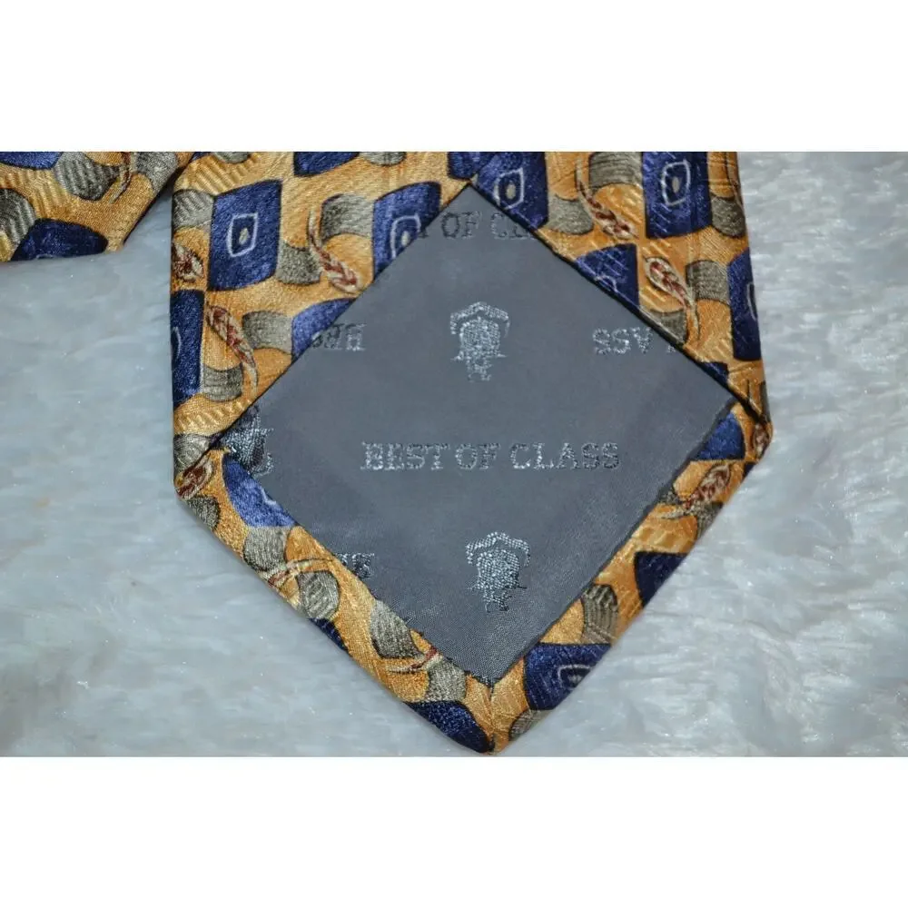 Robert Talbott Nordstrom Best of Class Yellow, Navy and Gold Geometric Pattern